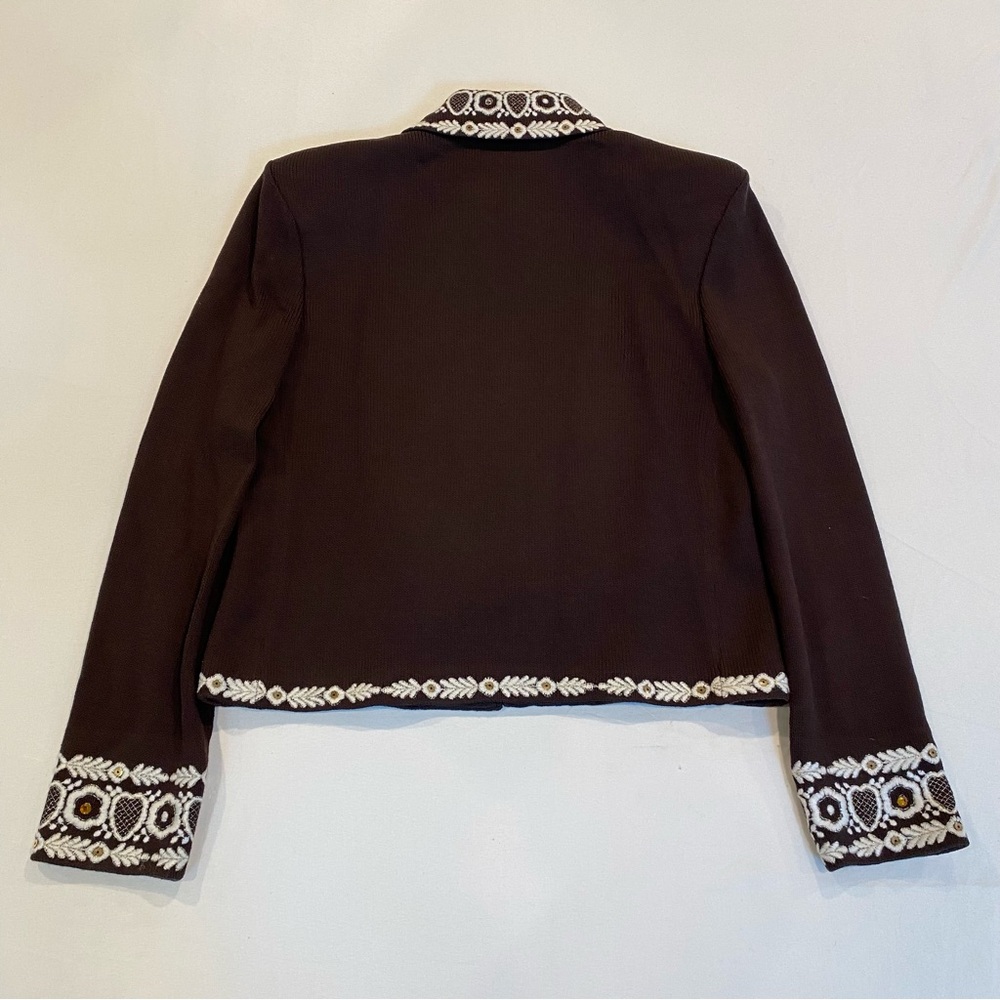 St. John Brown Skirt Set with White Embroidered Trim - Picture 5 of 13